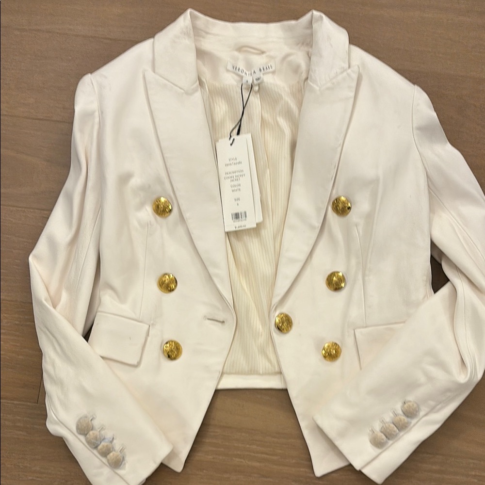 Veronica Beard White and Gold Tailored Blazer